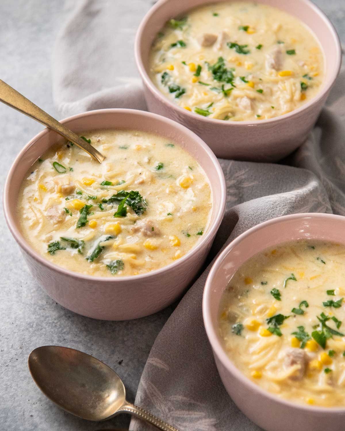 Chicken and Sweet Corn Soup with Pasta