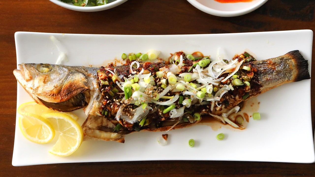 Grilled Branzino with Korean Seasoning Sauce