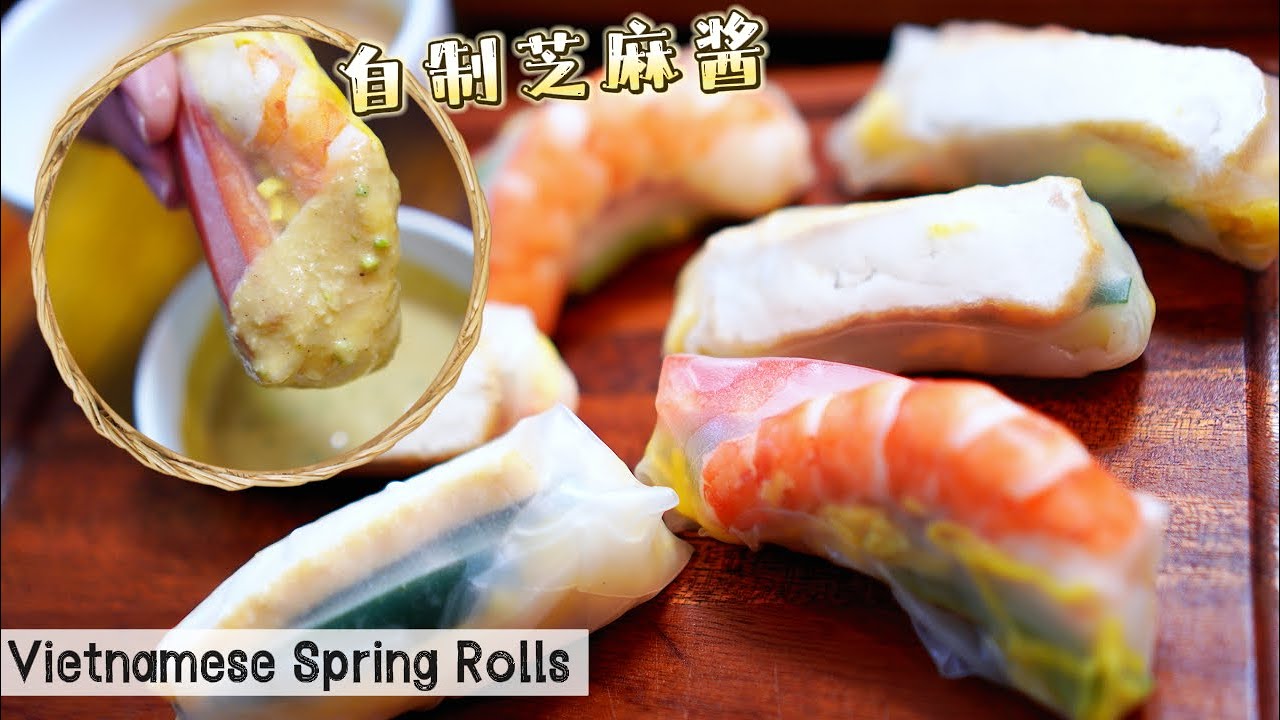 Vietnamese Fresh Spring Rolls with Sesame Peanut Sauce