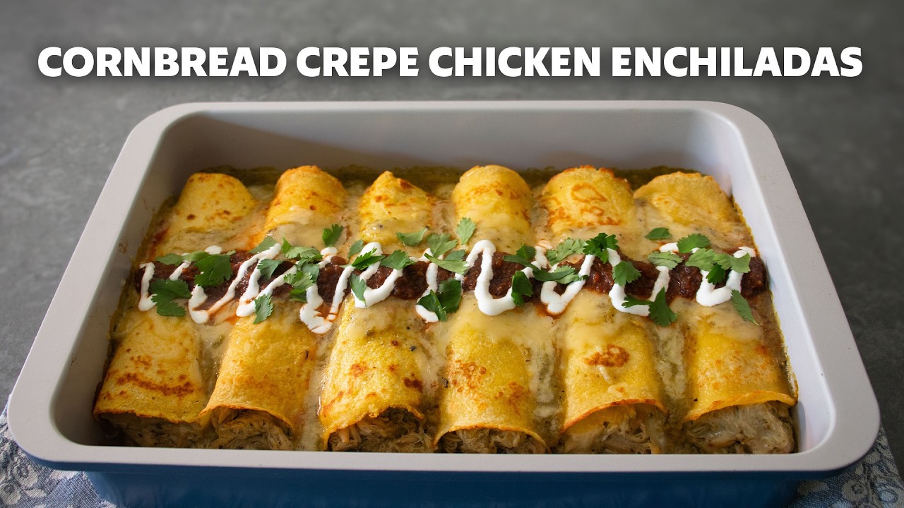 Cornbread Crepe Chicken Enchiladas