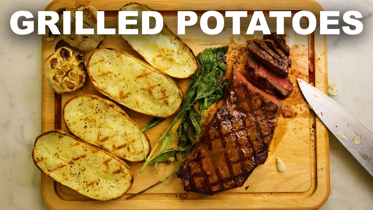 Grilled Top Sirloin Steak with Roasted Garlic and Crispy Potatoes